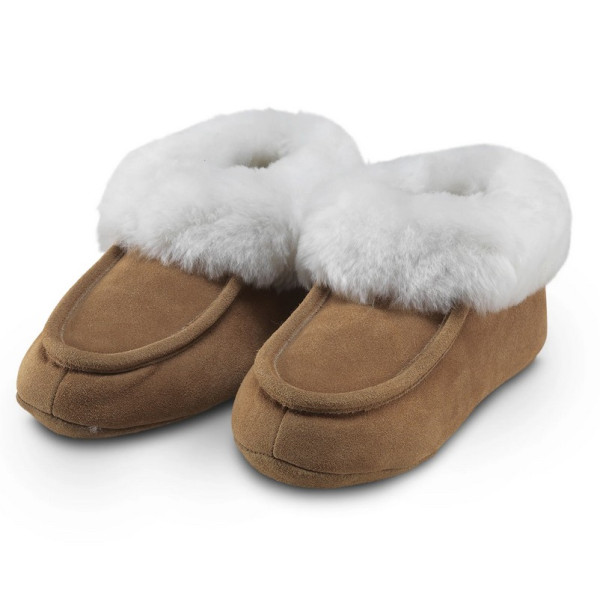 Pantoufles en peau d'agneau avec semelle antidérapante