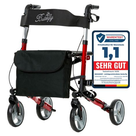Rehashop Rollator Butterfly Standard in Farbe rot