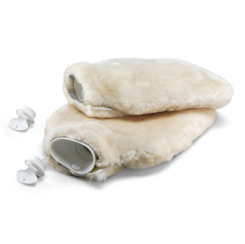 Neuenschwander Bettflasche mit Lammfellüberzug beige